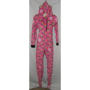 Womens Sz Medium Soft Fleece JULIUS Monkey Hooded Footed 1 Pc Lounge Pajamas